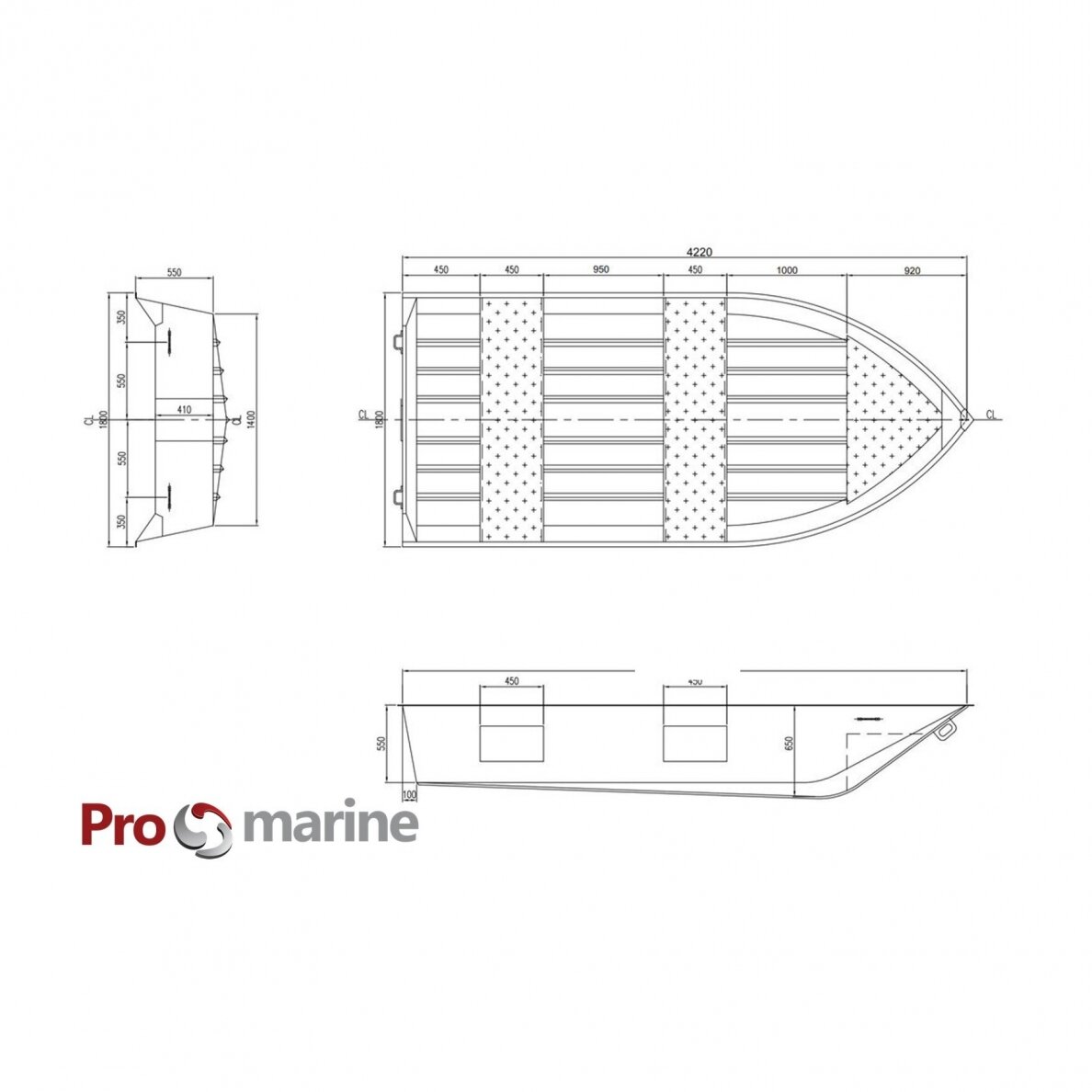 Aluminum Boat ProMarine H420 (length 4,3m, width 1.8m) 4