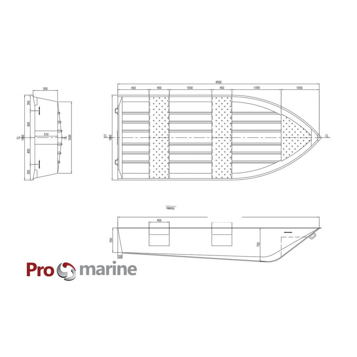 Aluminum Boat ProMarine H450 (length 4,5m, width 1.9m) 4