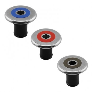 INOX Deck Filler Ø38mm, with Brown Cap, for Waste Water, Black Base 1 INOX Deck Filler Ø38mm, with Brown Cap, for Waste Water, Black Base 1
