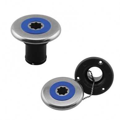 INOX Deck Filler Ø38mm, with Brown Cap, for Waste Water, Black Base 2 INOX Deck Filler Ø38mm, with Brown Cap, for Waste Water, Black Base 2