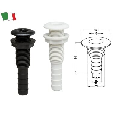 Nylon thru-hull fitting with ring nut (diam 30mm, black) Nylon thru-hull fitting with ring nut (diam 30mm, black)