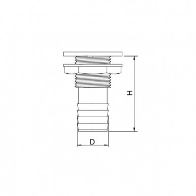 Thru-Hull fitting Promarine 1/2 colio  (12,7mm), SS AISI316 1