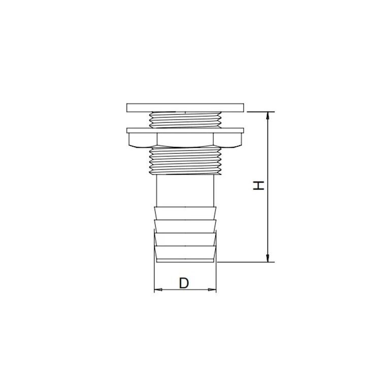 Thru-Hull fitting Promarine 1/2 colio (12,7mm), SS AISI316 1 Thru-Hull fitting Promarine 1/2 colio (12,7mm), SS AISI316 1