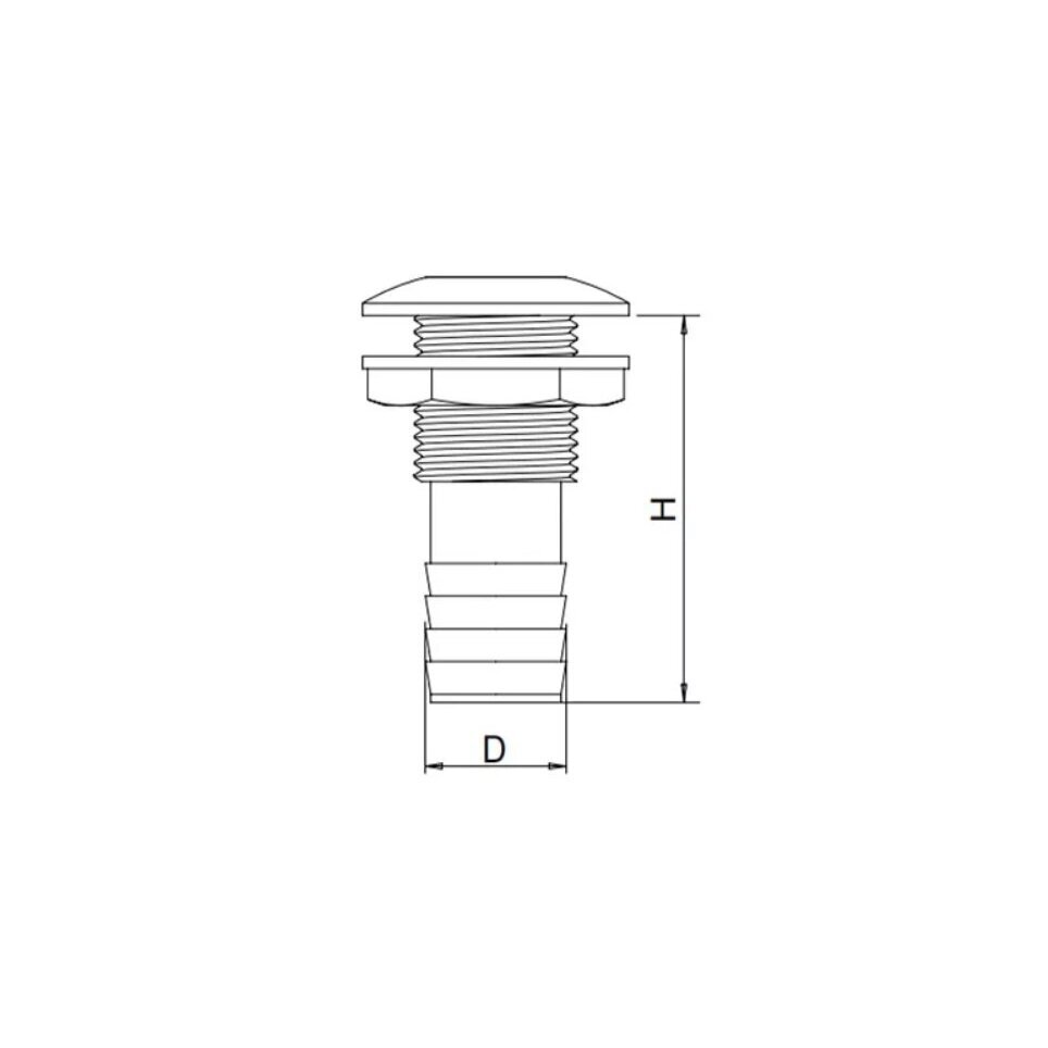 Thru-Hull fitting Promarine 1/2 colio , SS AISI316 1 Thru-Hull fitting Promarine 1/2 colio , SS AISI316 1