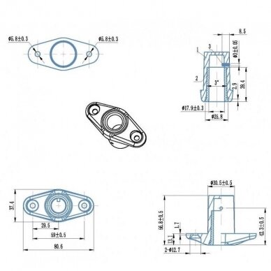 Oarlock socket, thruhull 1 Oarlock socket, thruhull 1