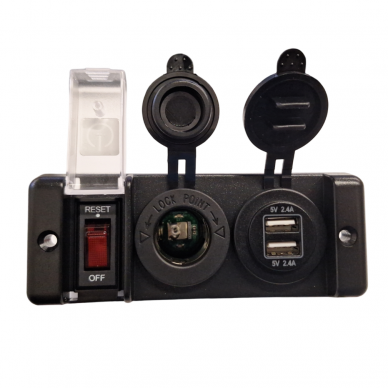 Switch panel 12V  DC, Power Socket, USB 5V 2,4Ax2 1