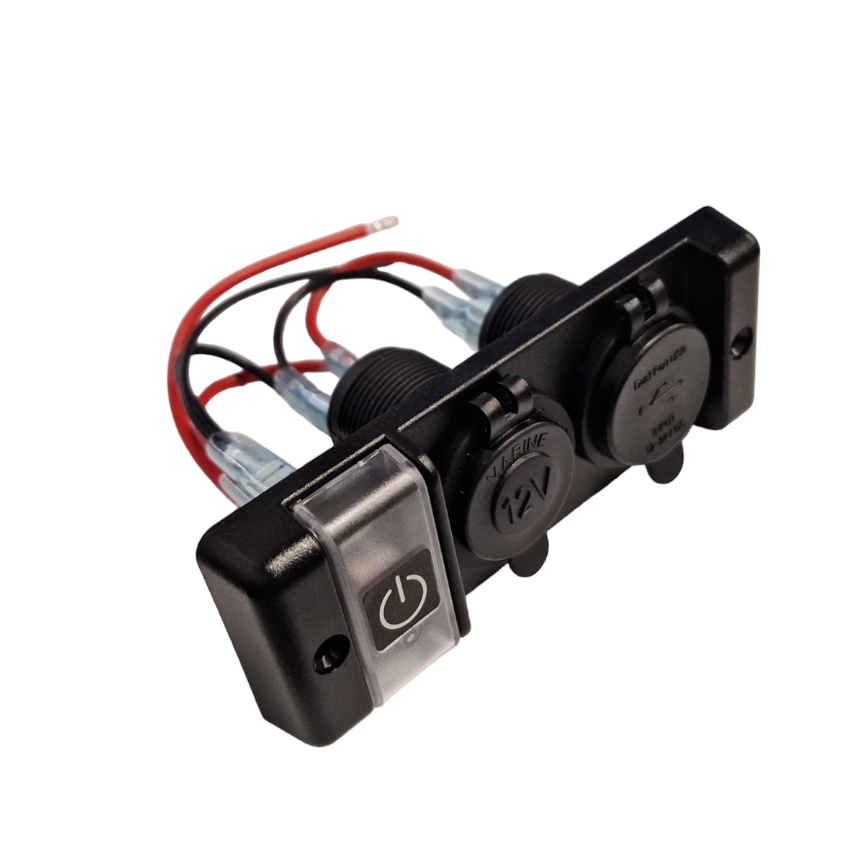 Switch panel 12V  DC, Power Socket, USB 5V 2,4Ax2 2