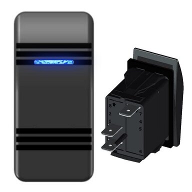 Jungiklis Rocker Switch ON-OF su LED (blue), 12v 20A, 24v 10A Jungiklis Rocker Switch ON-OF su LED (blue), 12v 20A, 24v 10A