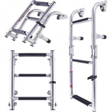 Ladder folding stainless steel (3 steps, LxW: 600x228mm)