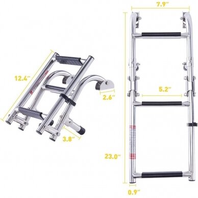 Kopetėlės atlenkiamos nerūdijančio plieno (3 pakopų, LxW:600x228mm) 2 Kopetėlės atlenkiamos nerūdijančio plieno (3 pakopų, LxW:600x228mm) 2