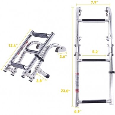 Ladder folding stainless steel (3 steps, LxW: 600x228mm) 2