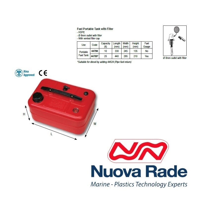 Kuro bakas valties varikliui Nuova Rade (10 l. su filtru ) 1 Kuro bakas valties varikliui Nuova Rade (10 l. su filtru ) 1