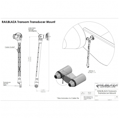 Railblaza Kayak & Dinghy Transducer Arm XL 2