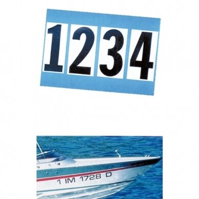 Lipdukas kietabortės valties numeriui simboliai LT0123456789 , H20cm