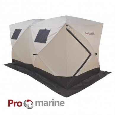 Pop-Up Portable Ice Shelter ProMarine double 360 (360*180*180cm,  grey/black, open side) 2