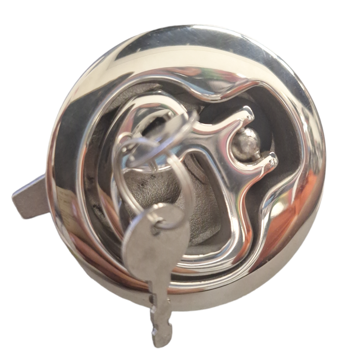 Handle / ring with shutter and lock, stainless steel (61mm)