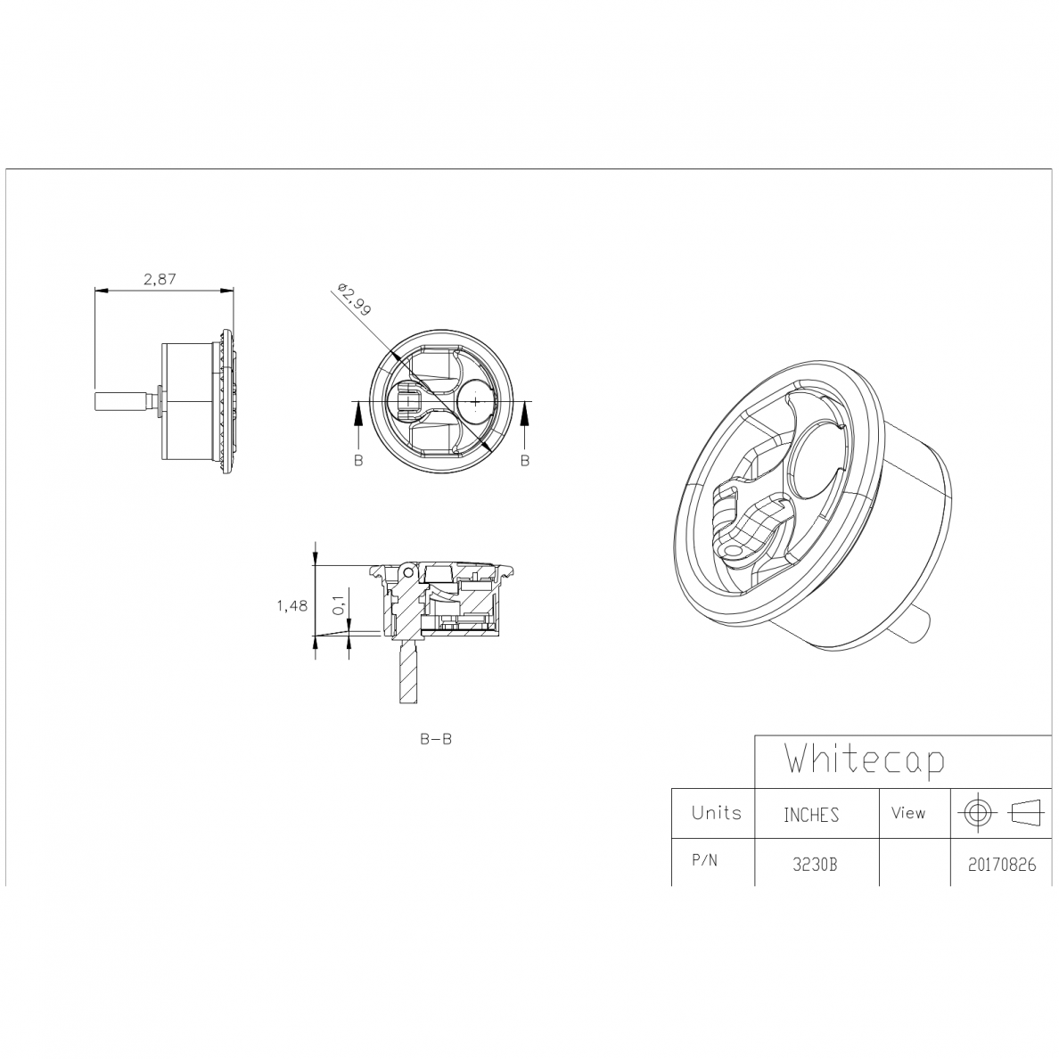 Flush mount handle Whitecap (black, polimer) 5 Flush mount handle Whitecap (black, polimer) 5