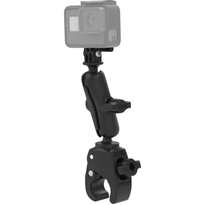 RAM® Tough-Claw™ dvigubas rutulio tvirtinimas su universaliu veiksmo kameros adapteriu
