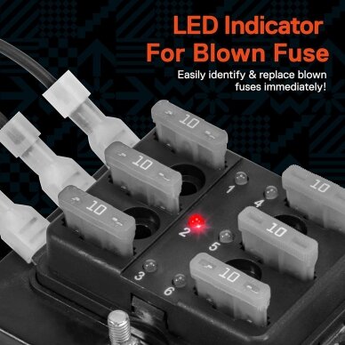 Saugiklių blokas 6 lizd. su LED indikacija 1 Saugiklių blokas 6 lizd. su LED indikacija 1