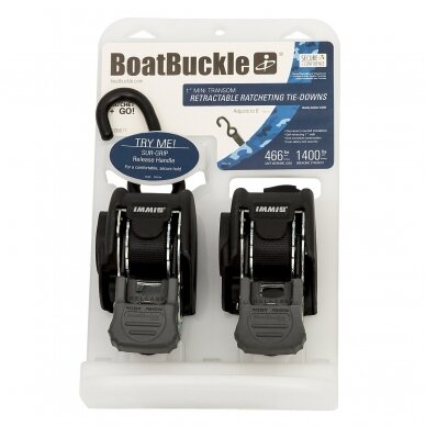 IMMI BOATBUCKLE MINI RETRACTABLE RATCHET TIE-DOWNS (2,5CMx182CM, 635kg, 2units.) 1