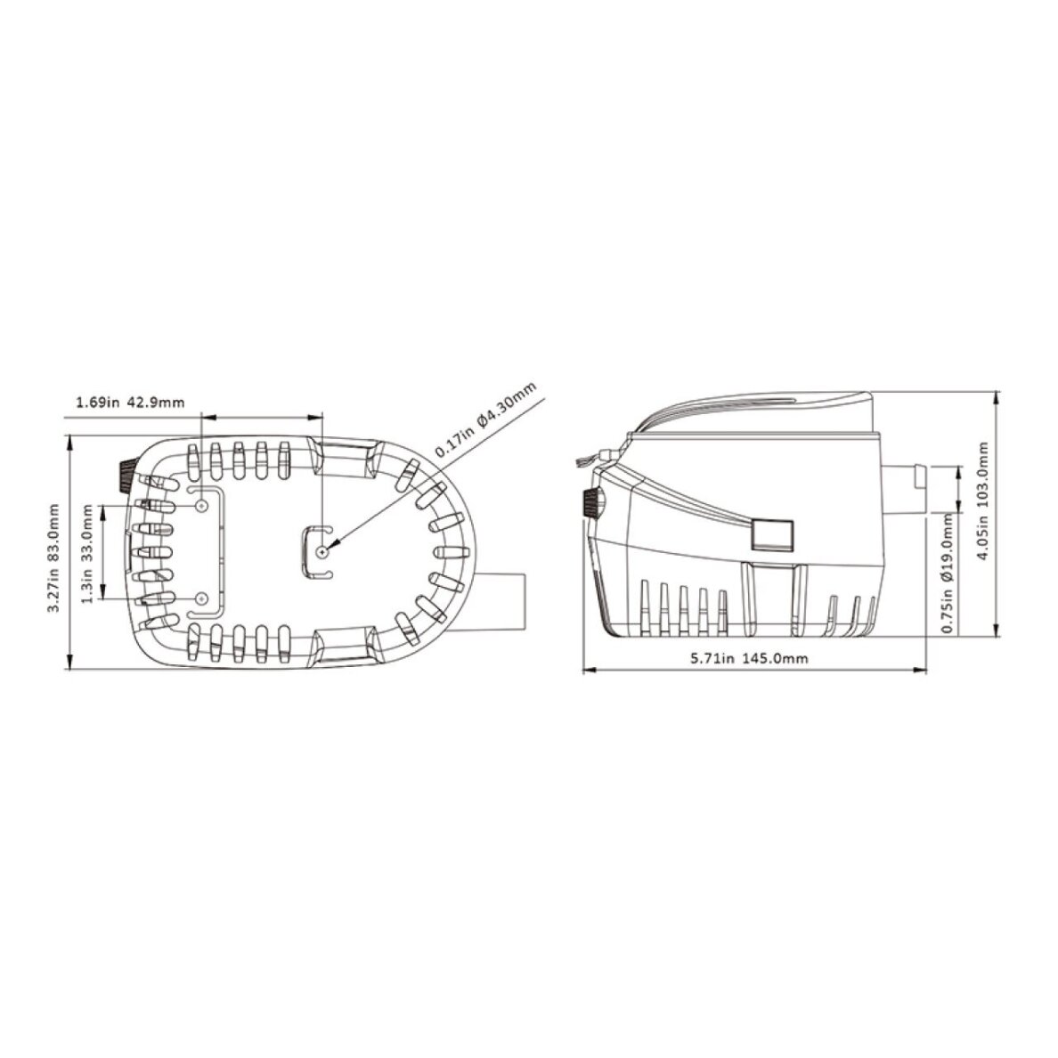 Automatic Bilge Pump 600 GPH, 12 V with Sensor 2 Automatic Bilge Pump 600 GPH, 12 V with Sensor 2
