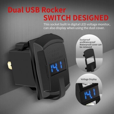 Switch size 2 port USB 4.2A with Voltmeter 3