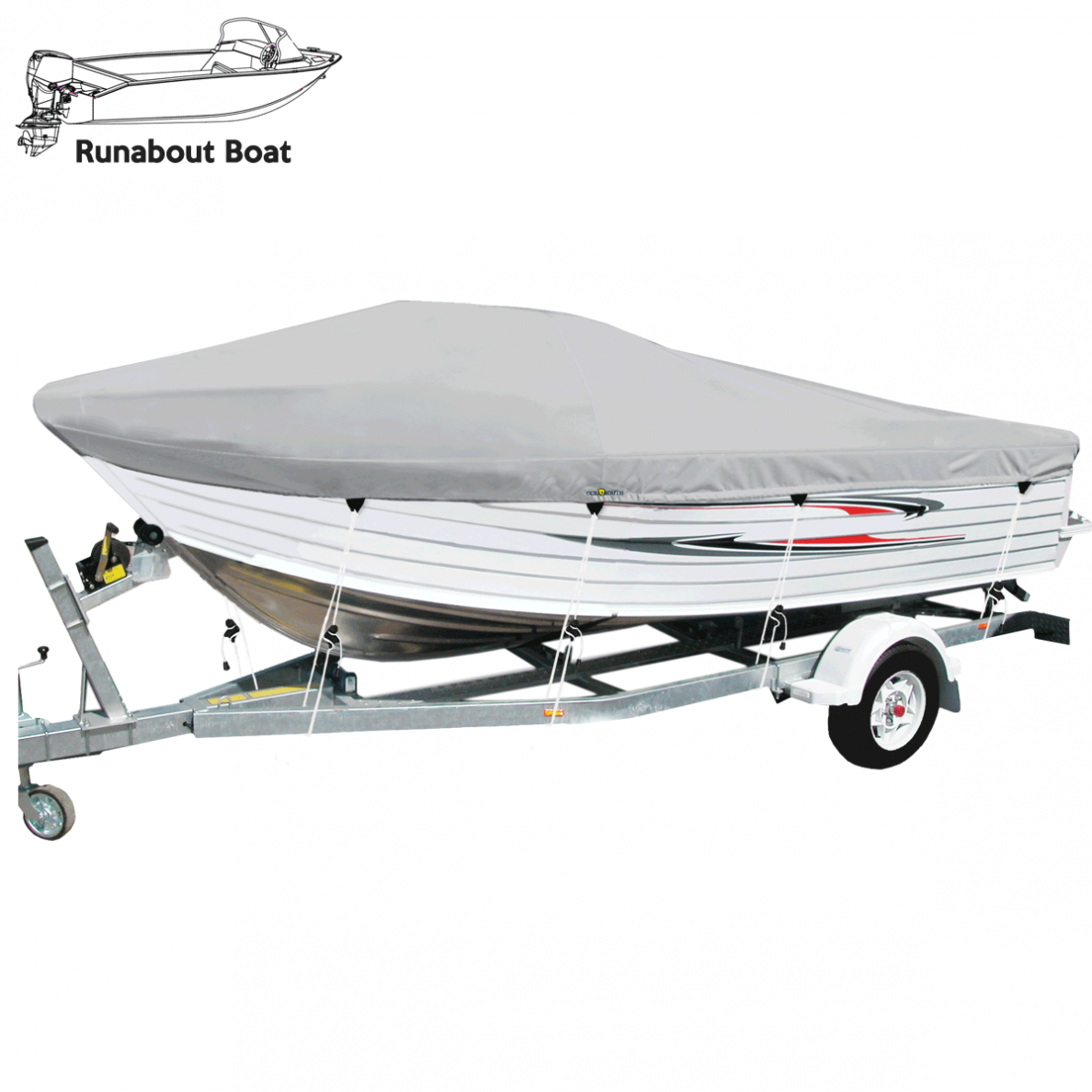 Transportavimo tentas OCEANSOUTH kateriams su stiklu (runabout) Transportavimo tentas OCEANSOUTH kateriams su stiklu (runabout)