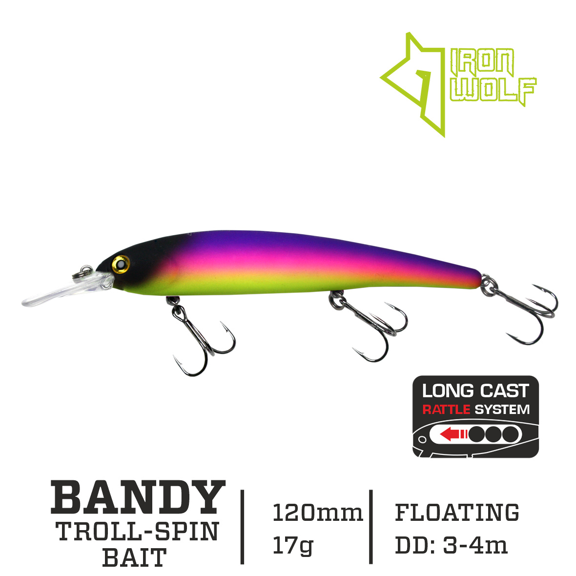Wobbler Iron Wolf “BANDY” F, 120 mm, 3,0-4,0 m, Z36