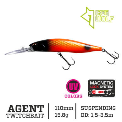 Wobbler Iron Wolf „AGENT” DRSP 110 mm, 1,5-3,5 m, Z98 Wobbler Iron Wolf „AGENT” DRSP 110 mm, 1,5-3,5 m, Z98